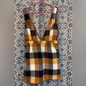 En Saison Plaid Mini Dress in Black, White, and Brown